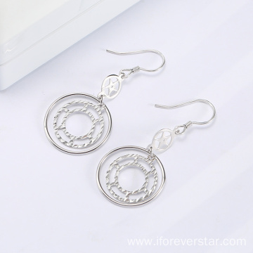 Jewelry Boho Large White CZ 925 Silver Earrings